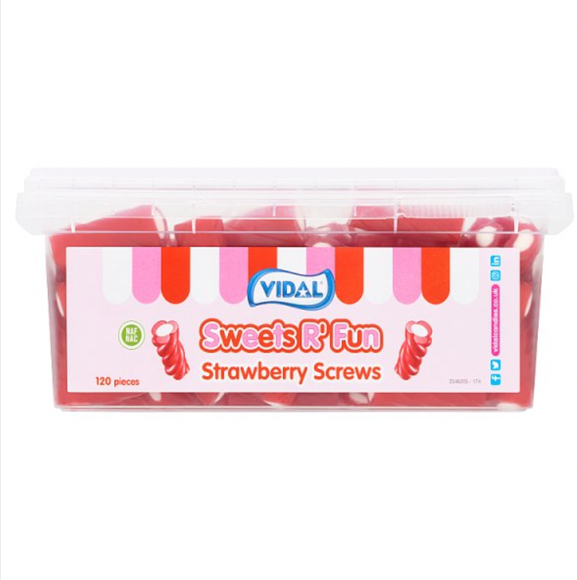 Vidal Sweets R' Fun Strawberry Screws 120 Pieces 780g