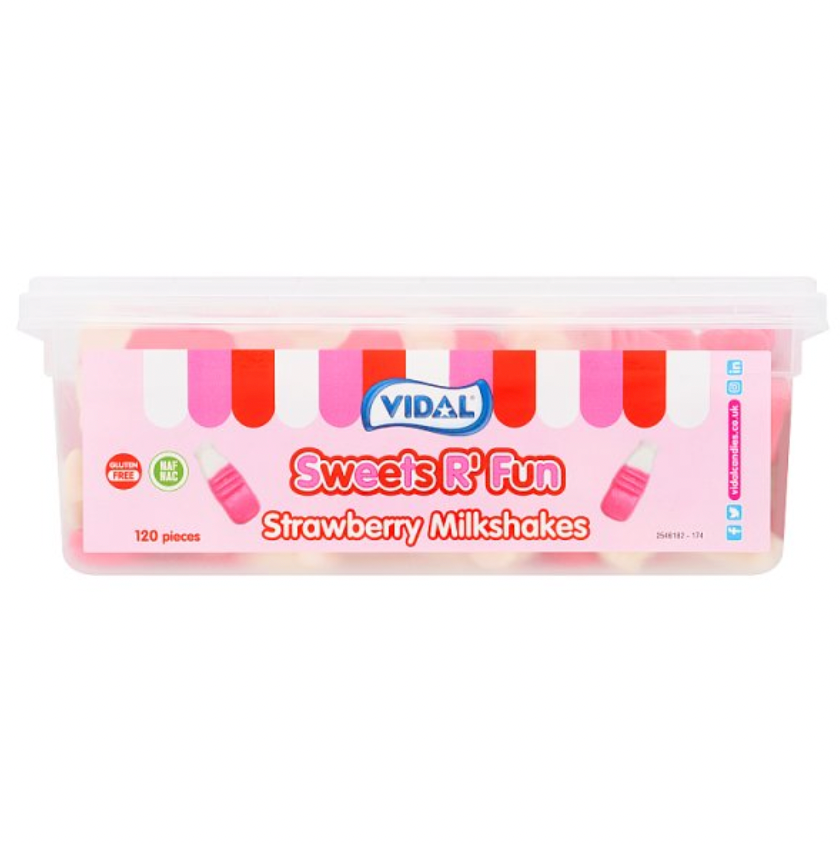 Vidal Sweets R' Fun Strawberry Milkshakes 120 Pieces 864g