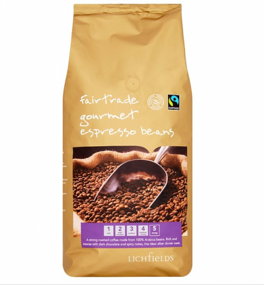 Lichfields Fairtrade Gourmet Espresso Beans 1kg