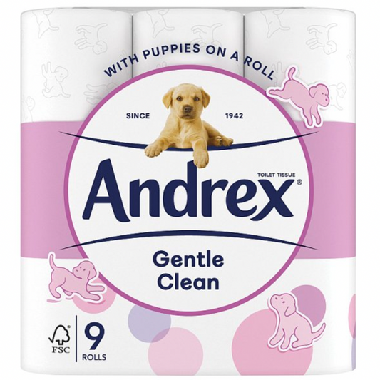 Andrex Gentle Clean Toilet Tissue 9 Rolls