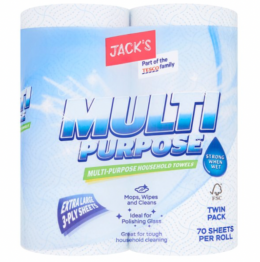 Jack's Multi-Purpose Household Towels 70 Sheets Per Roll Twin Pack