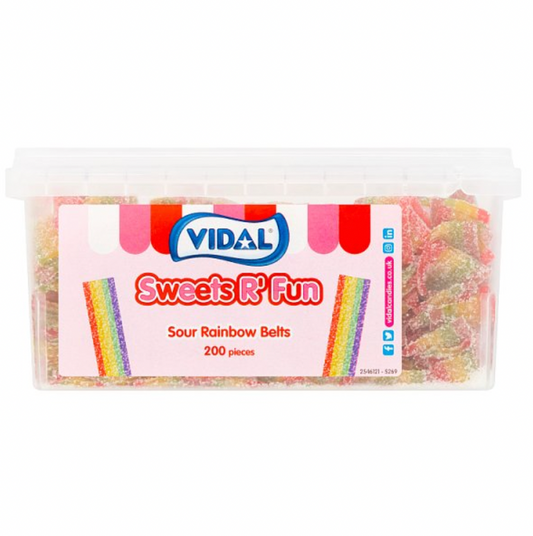 Vidal Sweets R' Fun Sour Rainbow Belts 200 Pieces 1.3kg